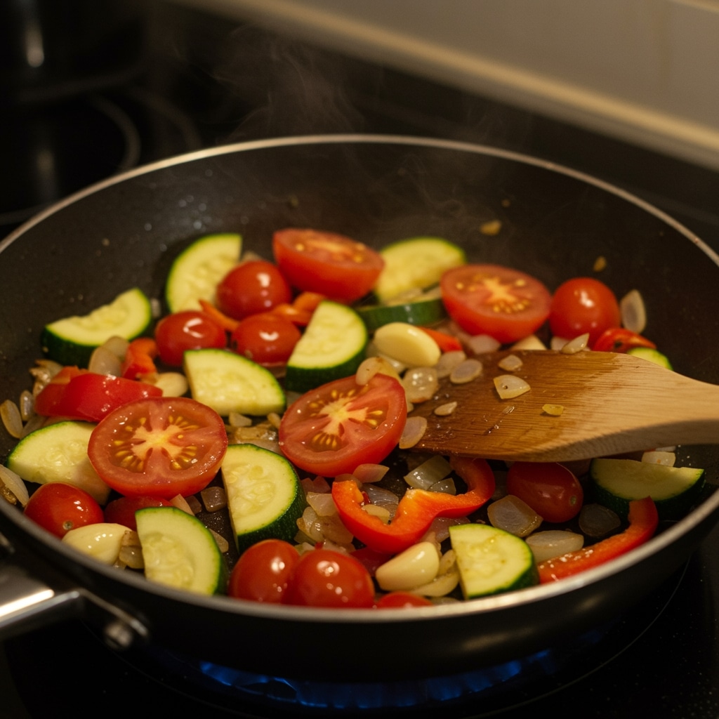 Légumes sautés pour garnir le sarrasin
