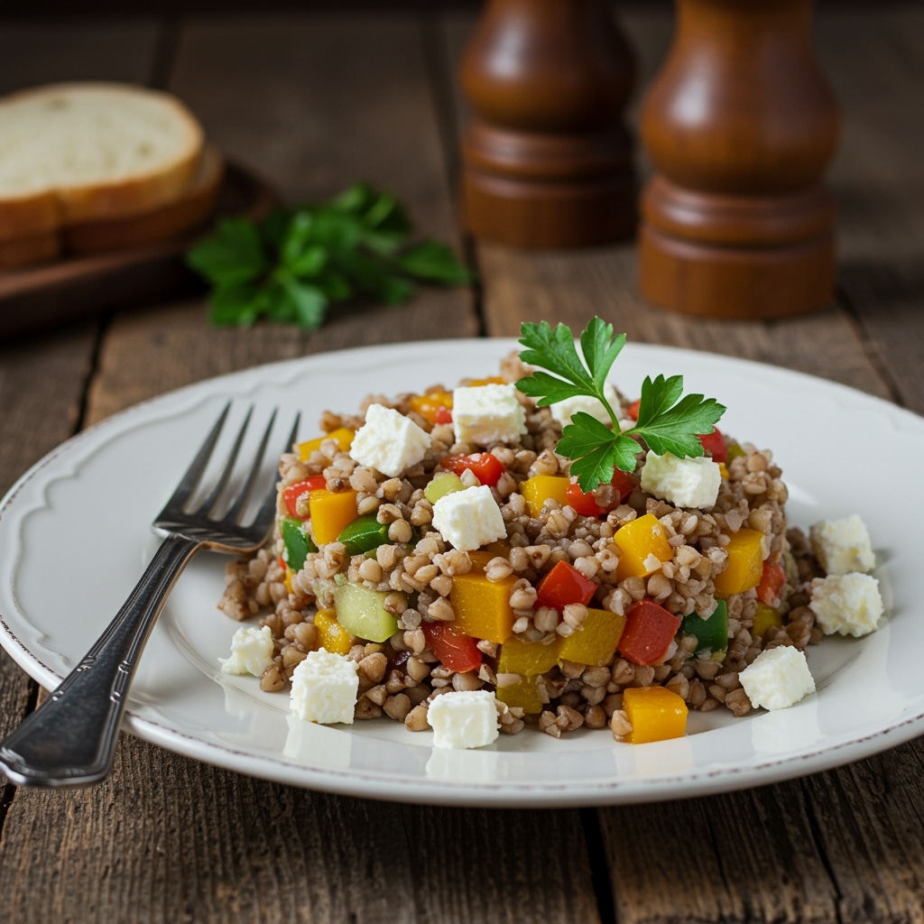 Assiette de sarrasin végétarienne prête à servir