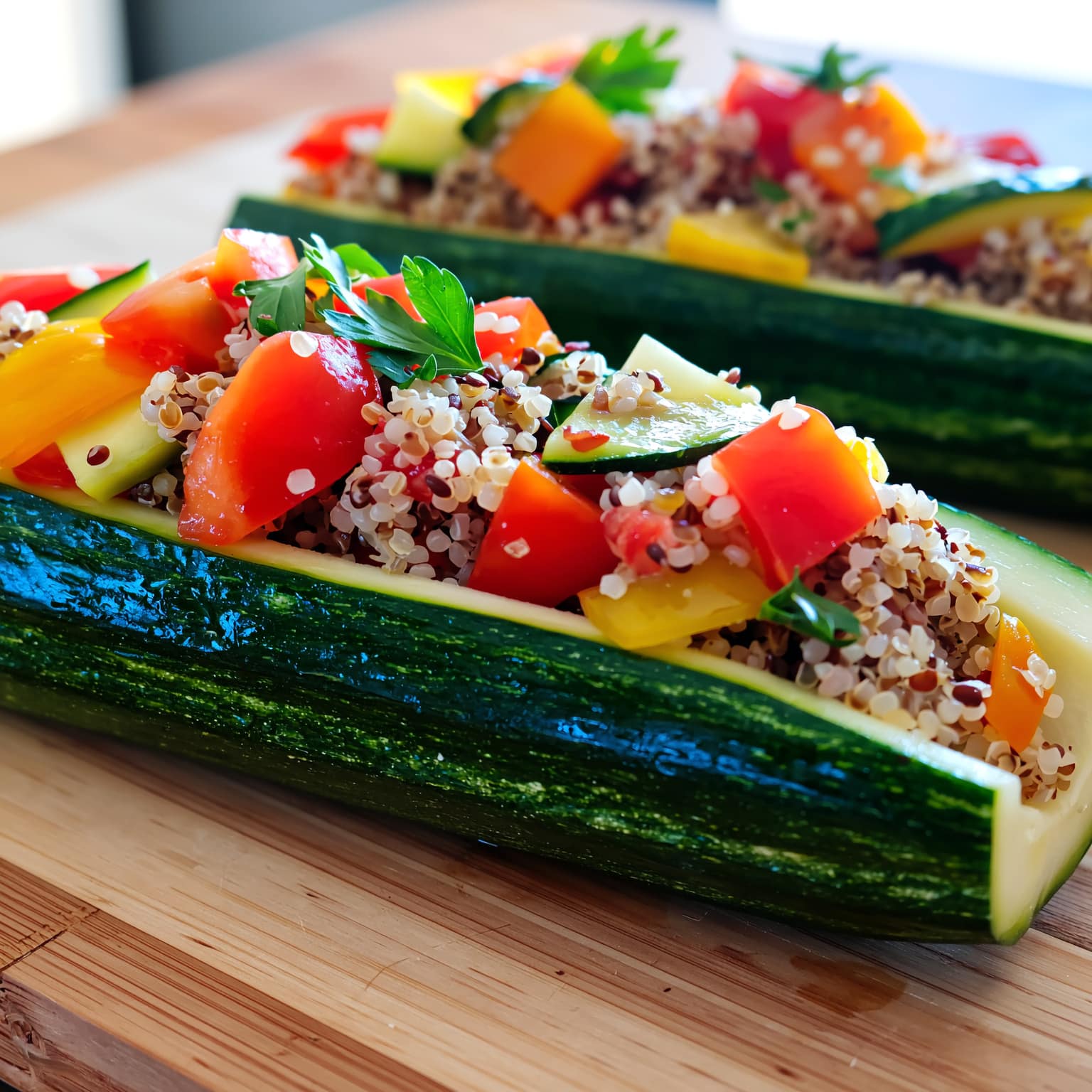 Courgettes farcies au quinoa et légumes