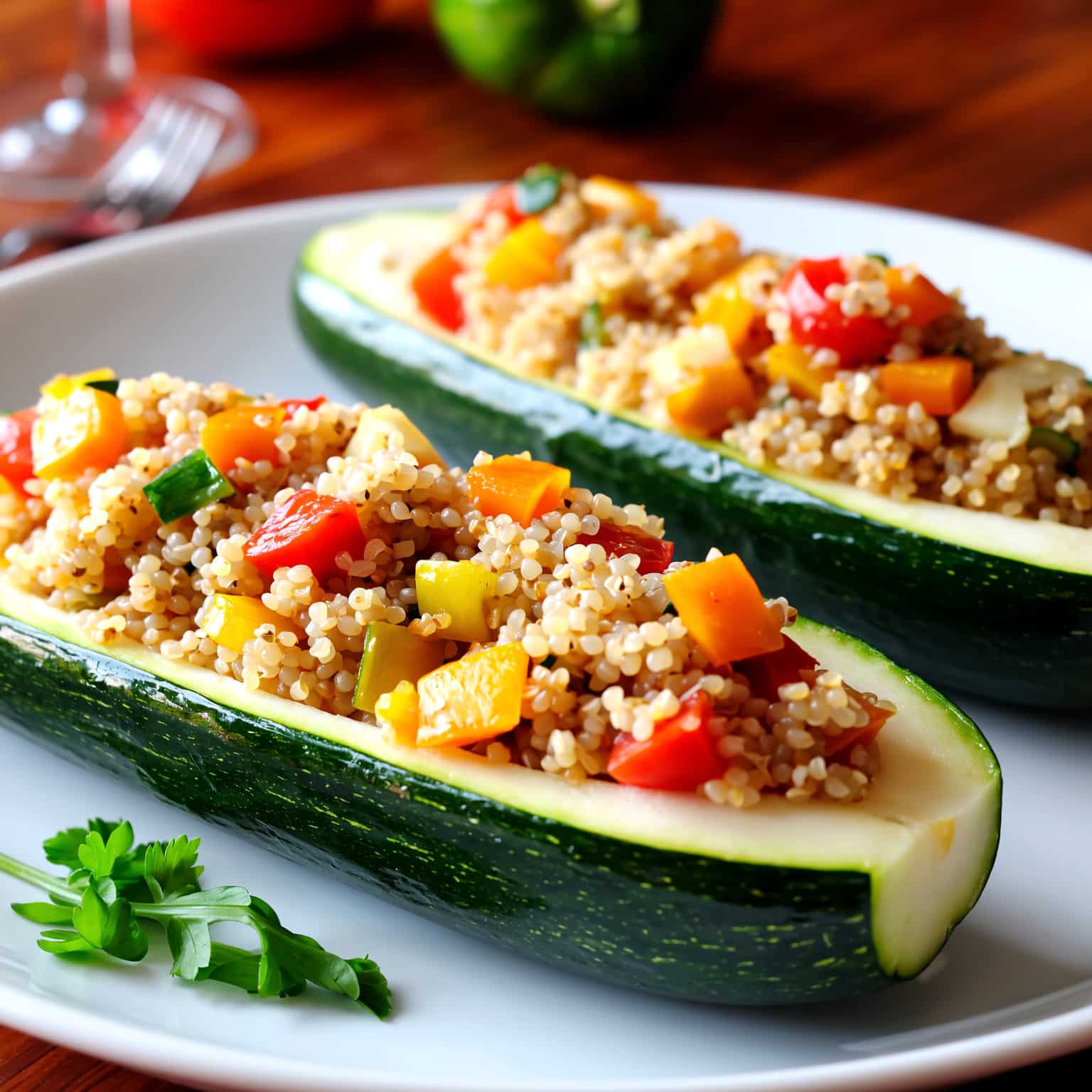 Courgettes farcies au quinoa et légumes