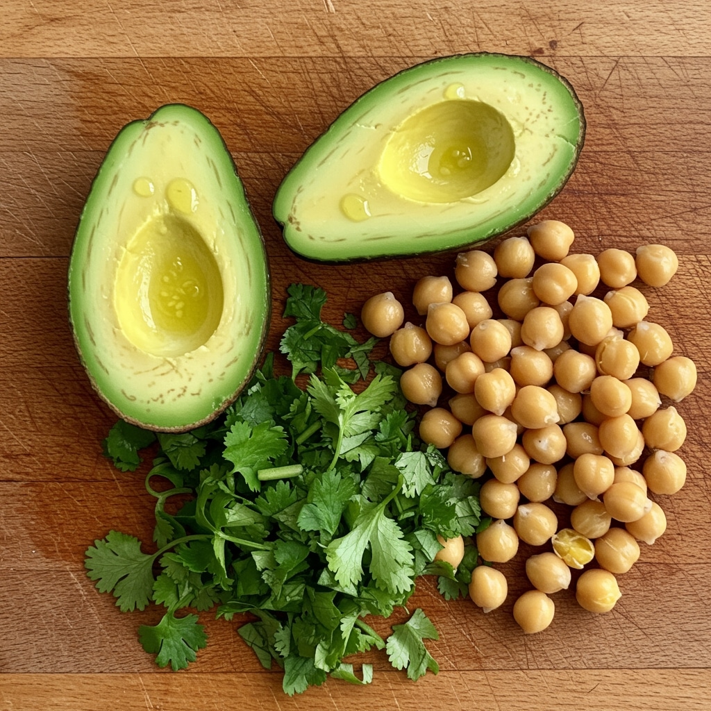 Garniture fraîche avocat pois chiches pour plat végétarien