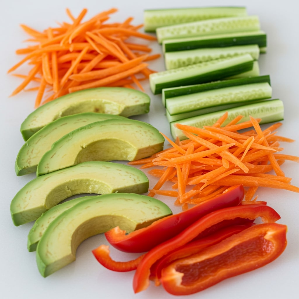 Légumes préparés pour garnir les makis