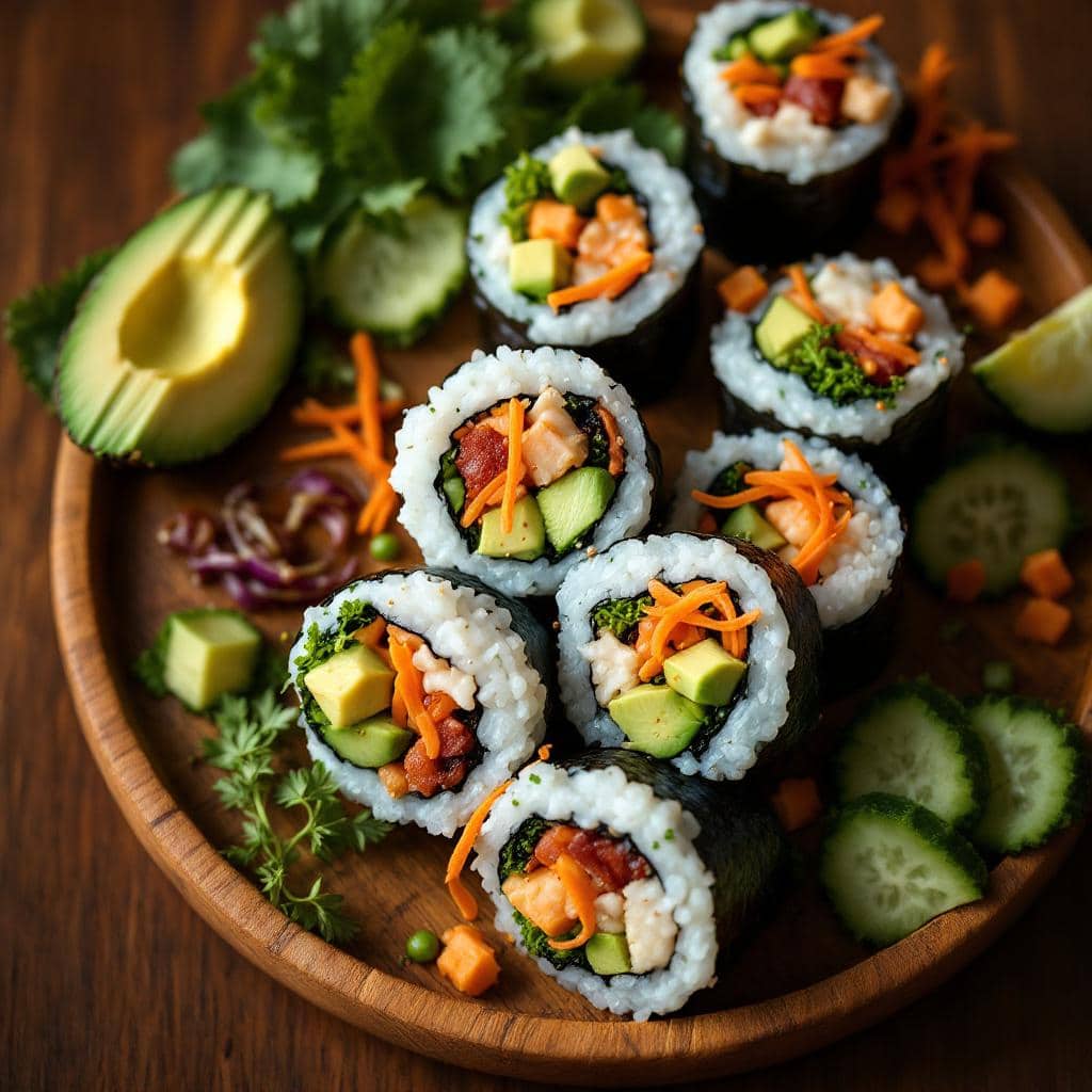 Plateau de makis végétariens faits maison