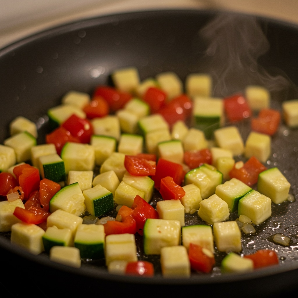 Légumes sautés pour plat végétarien coloré