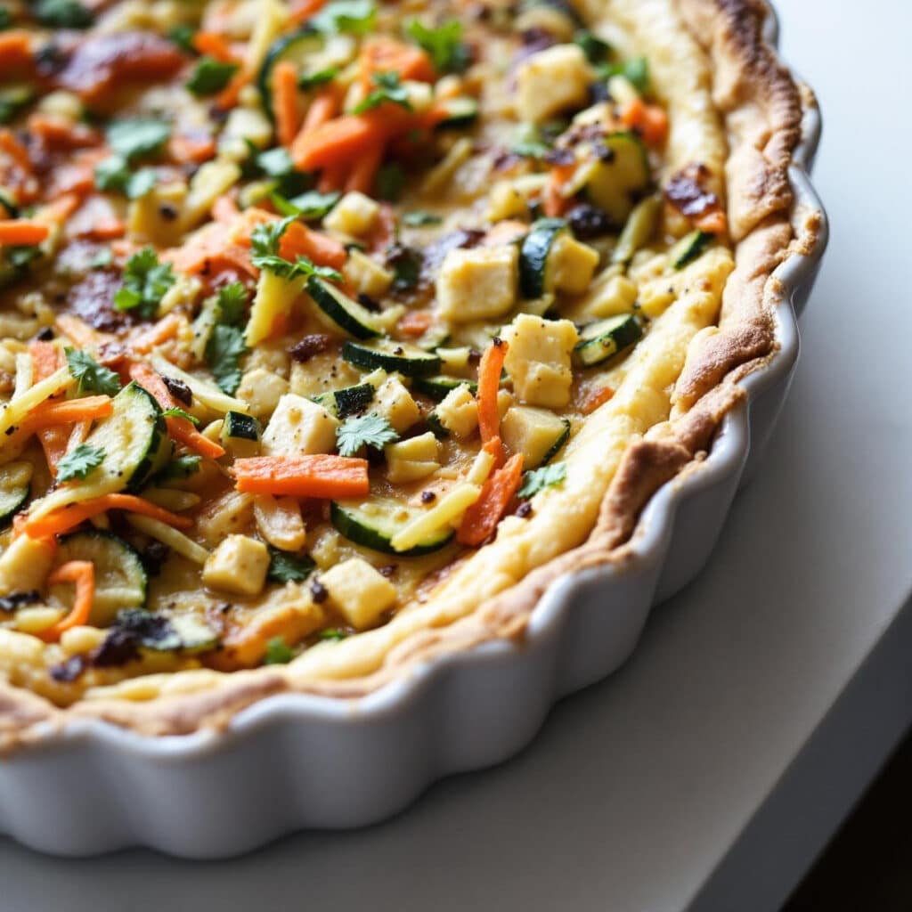 quiche végétarienne sans œufs au tofu et légumes