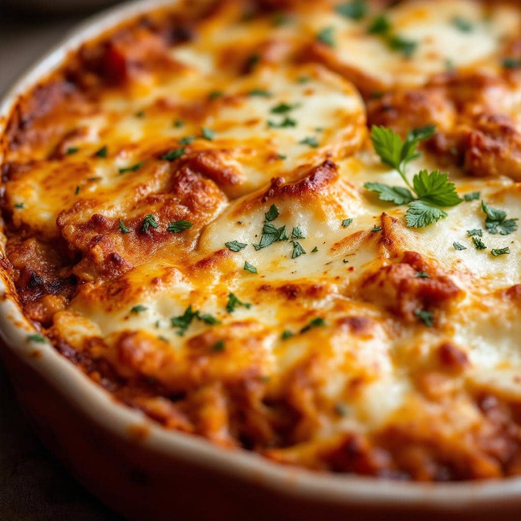 Moussaka végétarienne gratinée au four