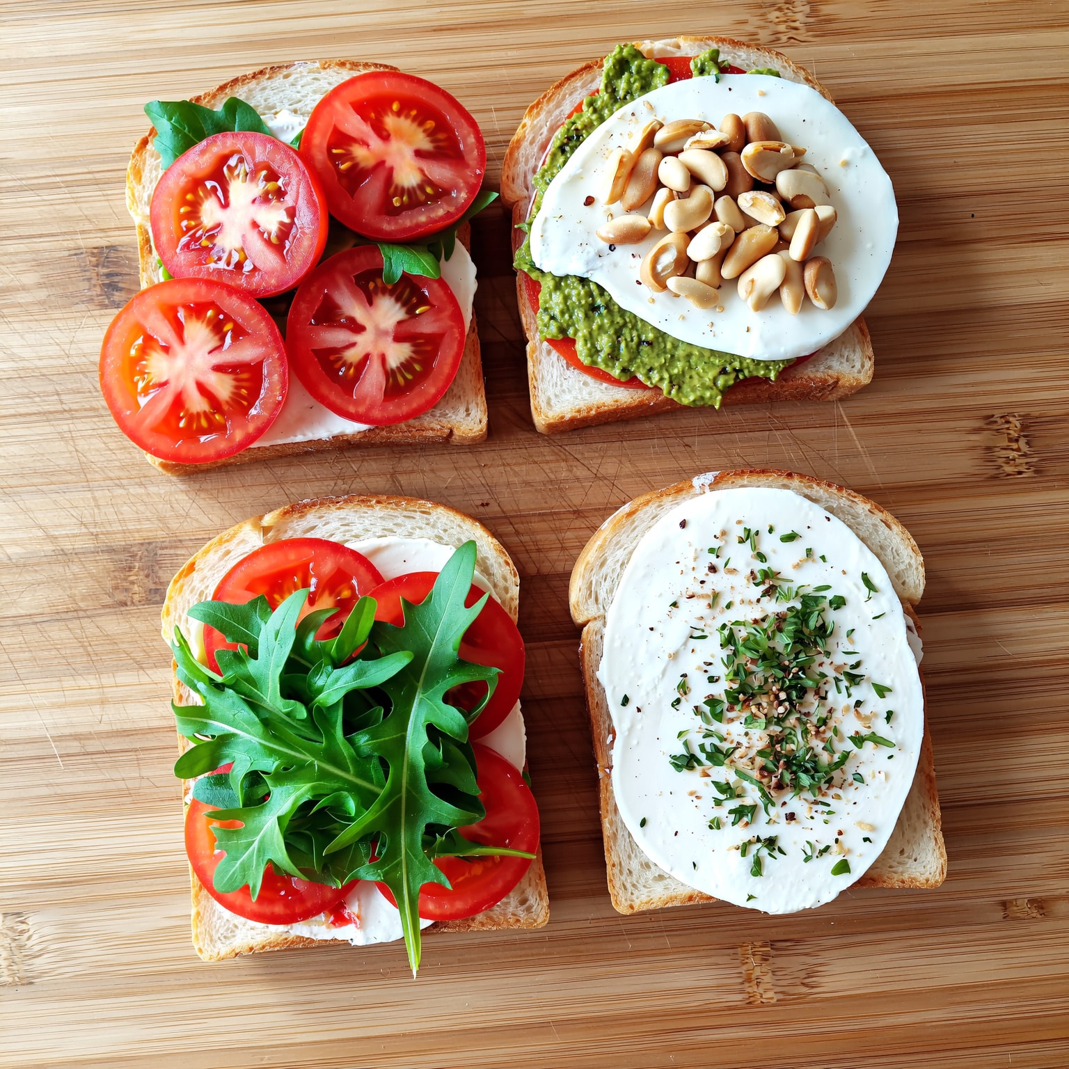 Sandwich caprese en trois variantes – classique, pesto, avocat & roquette