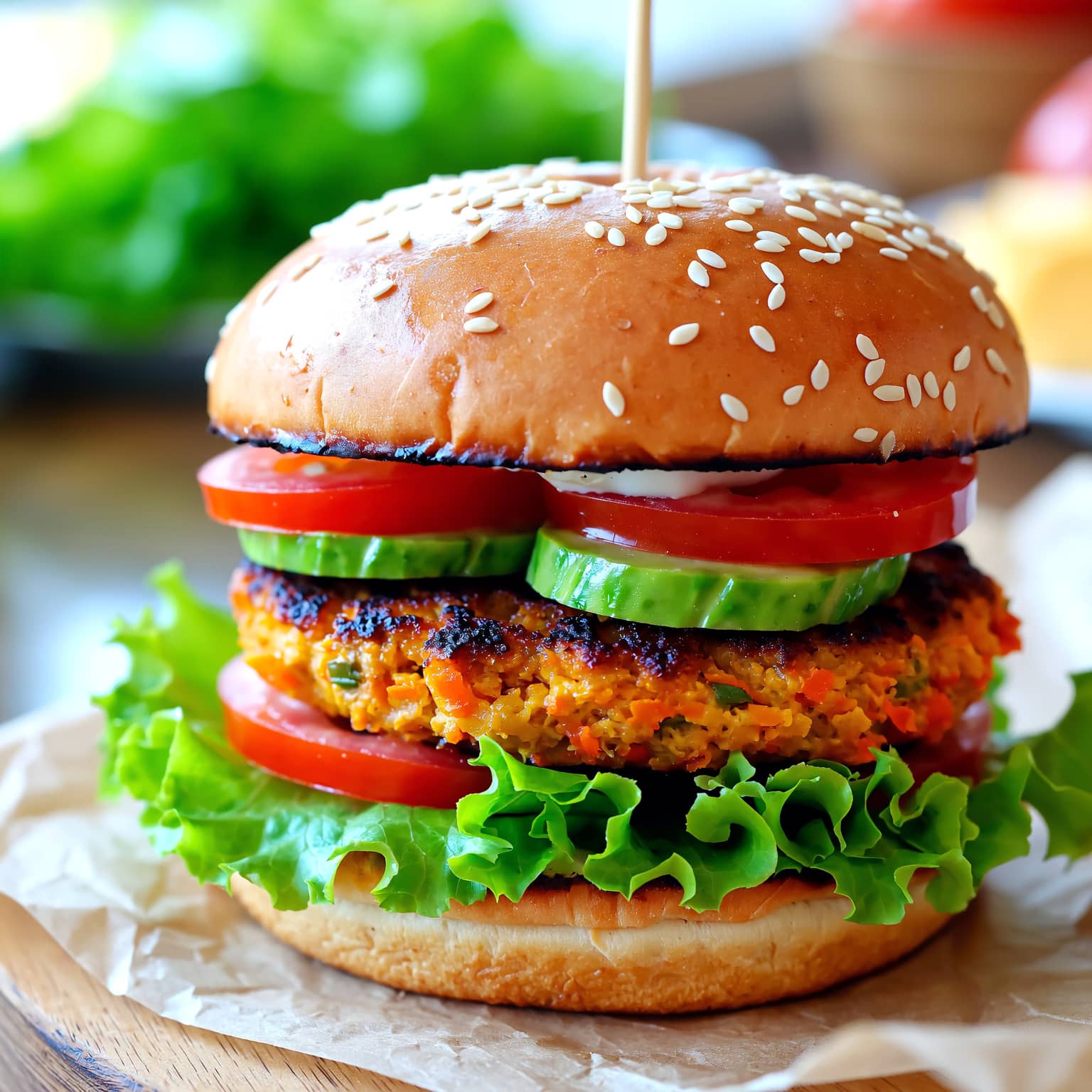 Burger végétarien aux lentilles corail protéiné