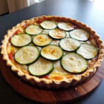 Tarte courgette & chèvre fondante, gratinée au four, recette végétarienne facile.