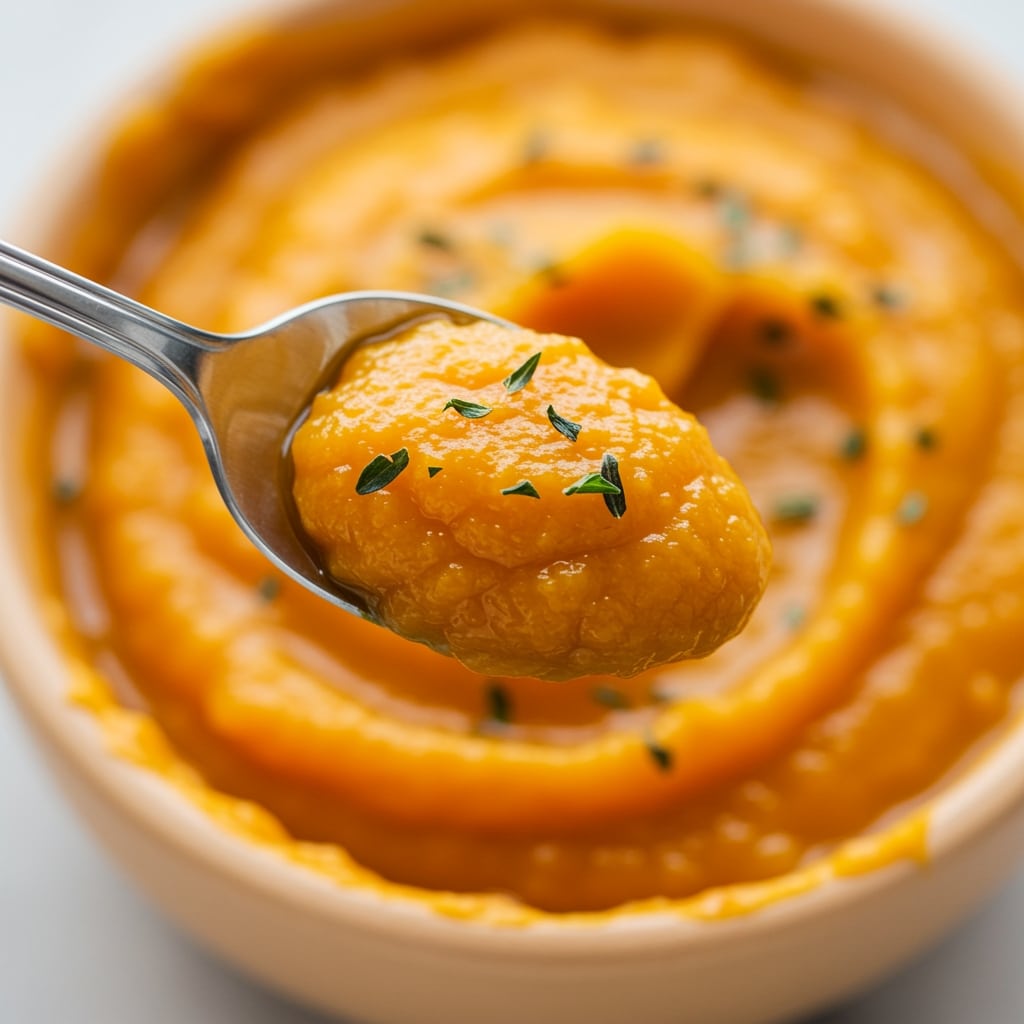 Purée onctueuse de butternut dorée et crémeuse