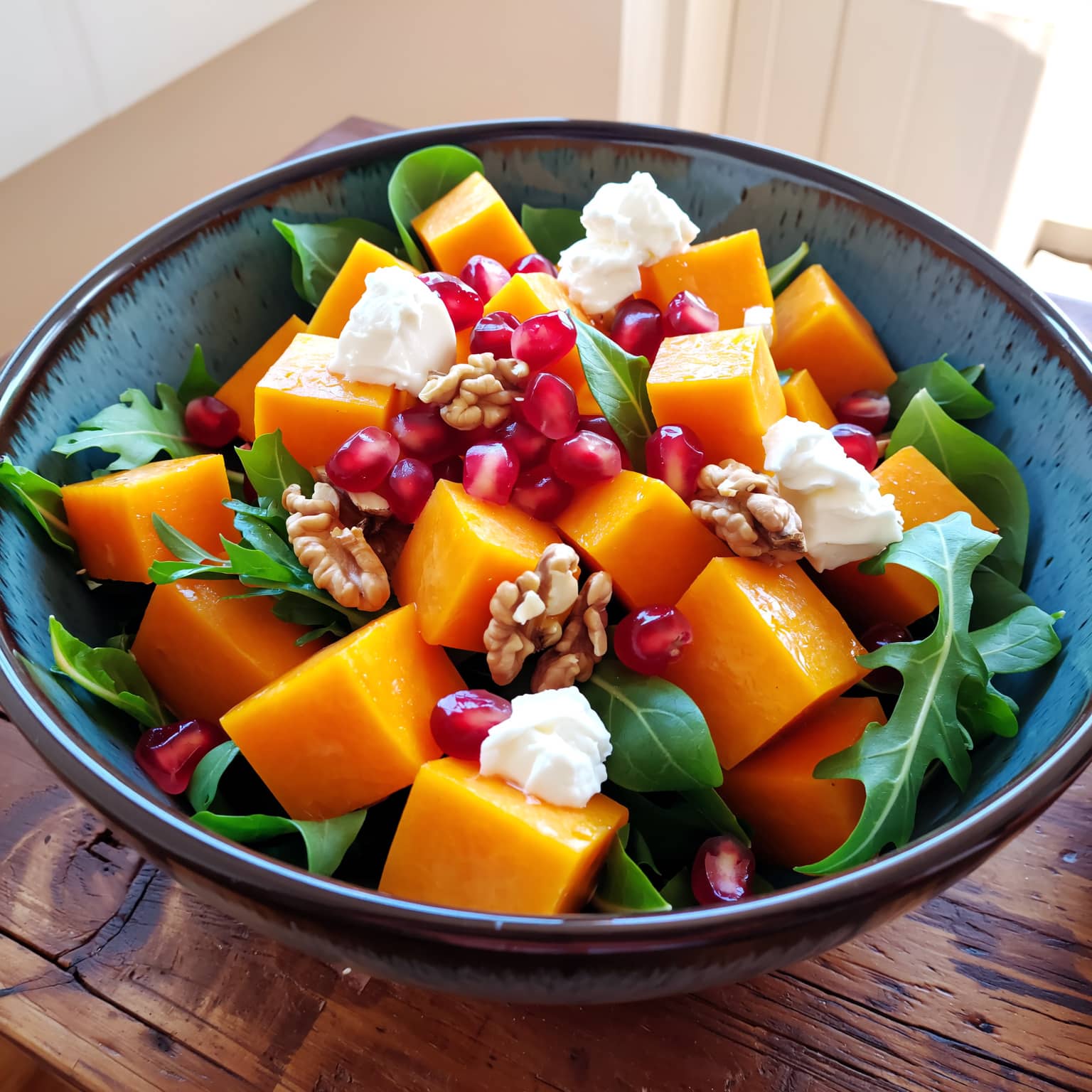 Salade tiède butternut-grenade colorée et gourmande