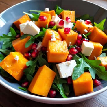 Salade tiède butternut-grenade colorée et fraîche