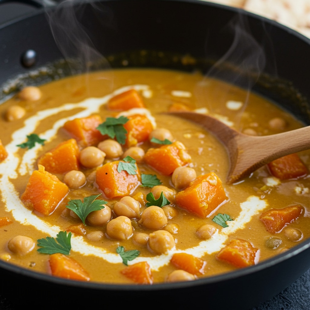 Service du curry épicé au butternut