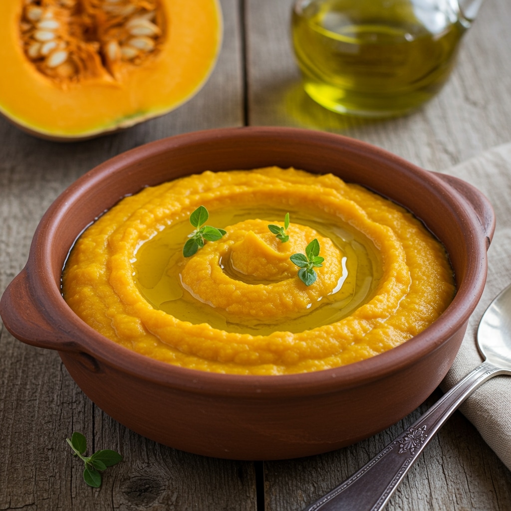 Service de la purée onctueuse de butternut