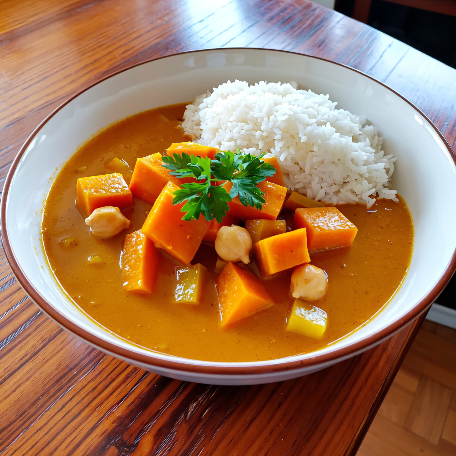 Curry automnal de courge et pois chiches au lait de coco
