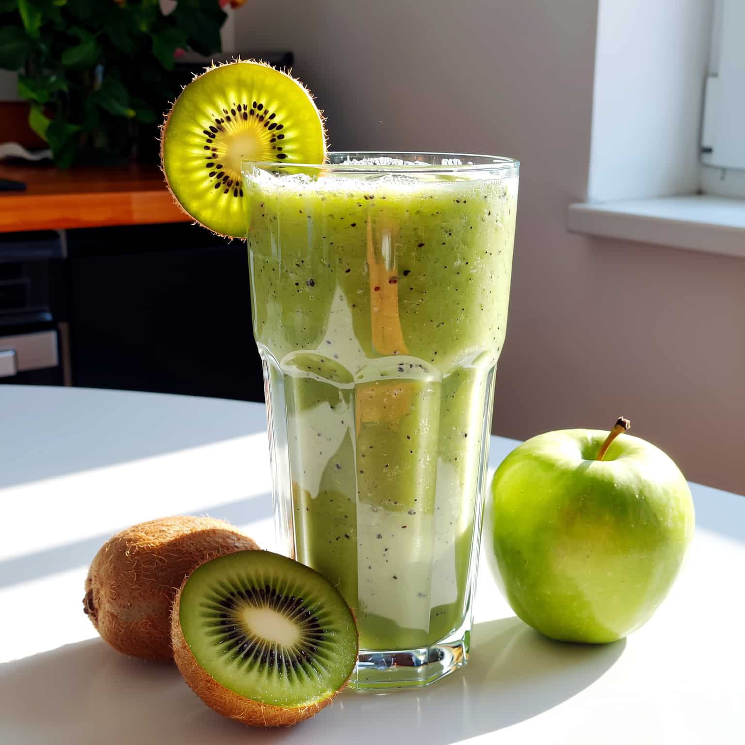 Smoothie minceur au kiwi dans un grand verre
