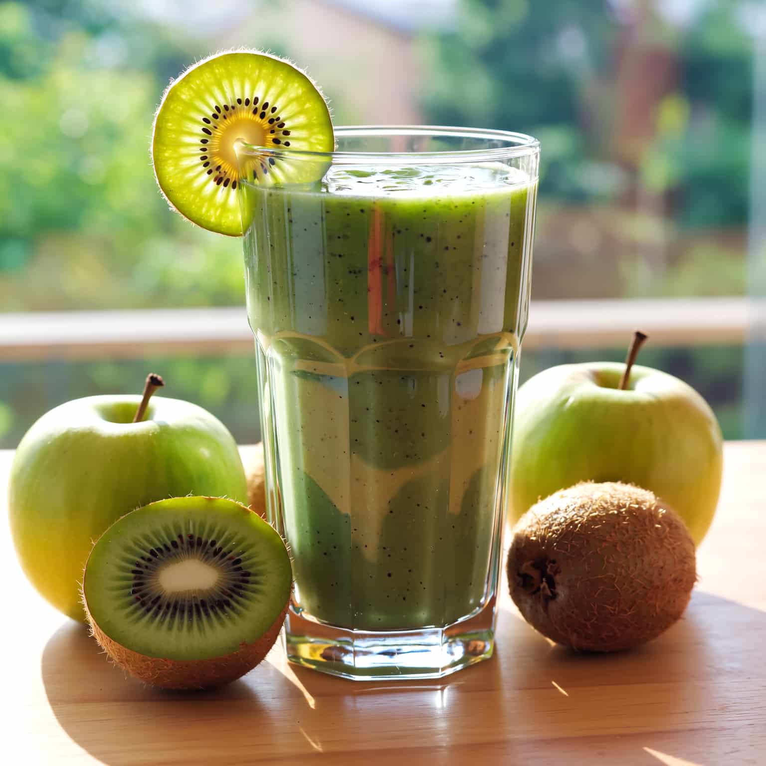 Smoothie minceur au kiwi dans un grand verre