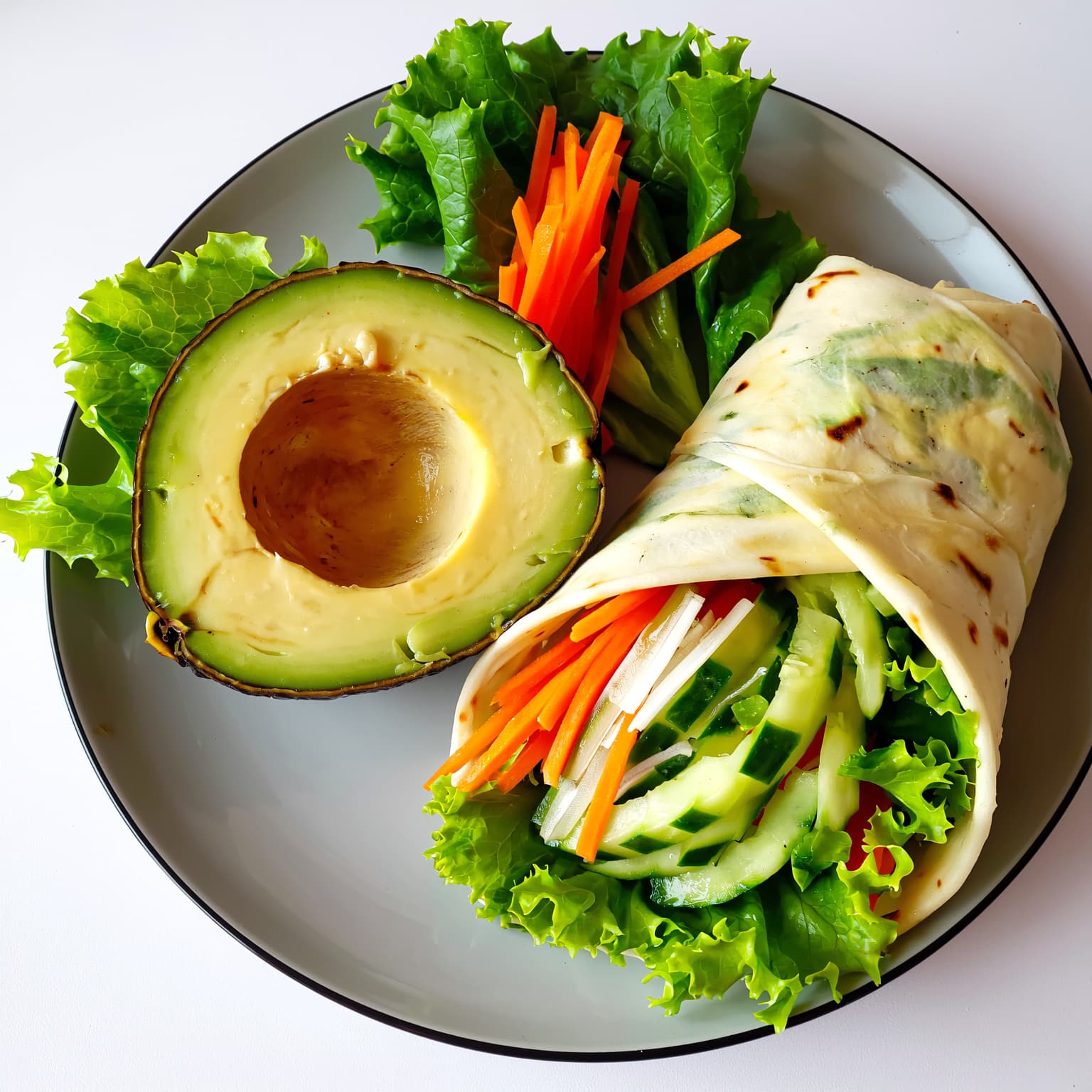 Wraps minceur salade–avocat